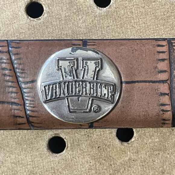 Enmon Vanderbilt Commodores Genuine Leather Grain Metal Belt Brown Size 38 Men - Picture 4 of 9